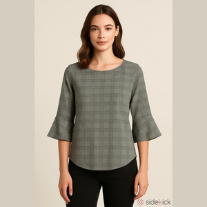 Plaid Gray Women's Top